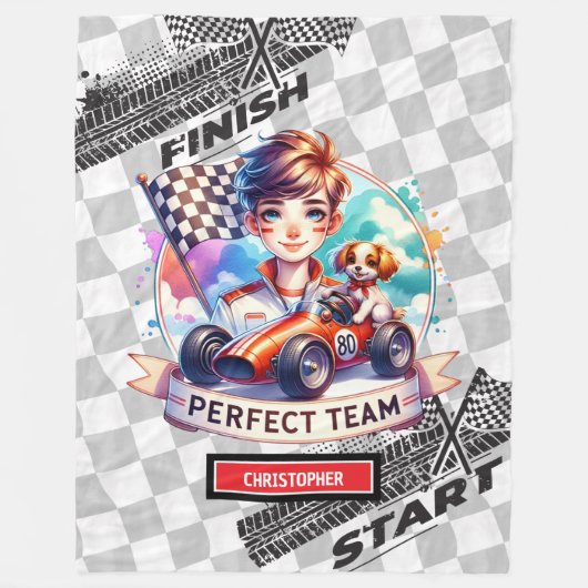 Speedy Sport Auto Deken Racing Little Boy Gift (Voorkant)