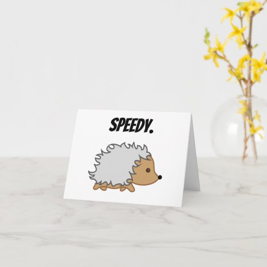 Speedy the Hedgehog, Funny Fast Animal Cartoon Kaart (Gele Bloem)