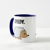 Speedy the Hedgehog, Funny Fast Animal Cartoon Mok (Voorkant links)