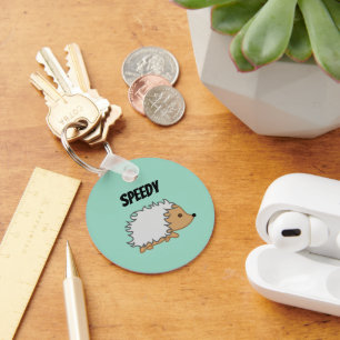Speedy the Hedgehog, Funny Fast Animal Cartoon Sleutelhanger