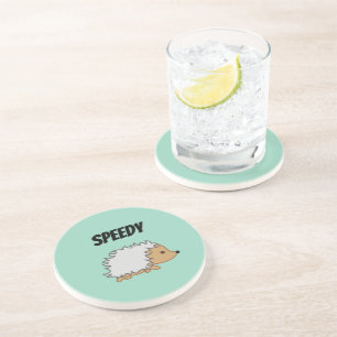 Speedy the Hedgehog, Funny Fast Animal Cartoon Zandsteen Onderzetter