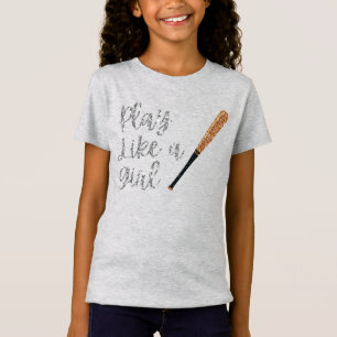 Speel als een Girl Baseball Bat Glitter T-shirt