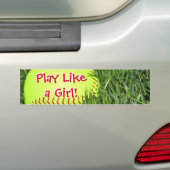 Speel als een meisje bumpersticker (Op auto)