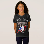 SPEEL ALS EEN MEISJE GEPERSONALISEERDE VOETBAL MEI T-SHIRT (Voorkant volledig)