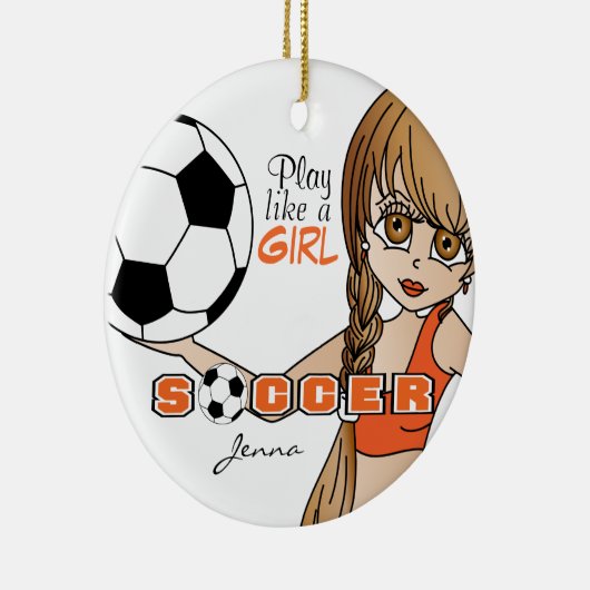 Speel als een meisje | Voetbal | SINAASAPPEL Keramisch Ornament (Rechts)