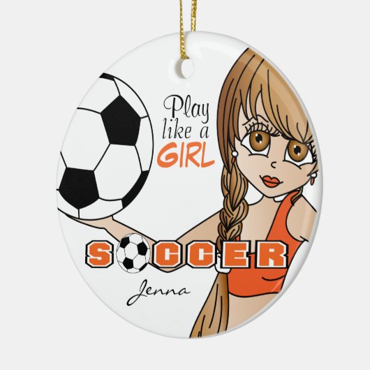 Speel als een meisje | Voetbal | SINAASAPPEL Keramisch Ornament (Links)