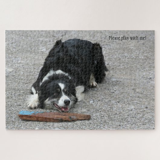 Speel alsjeblieft met me Border Collie dog persona Legpuzzel (Horizontaal)