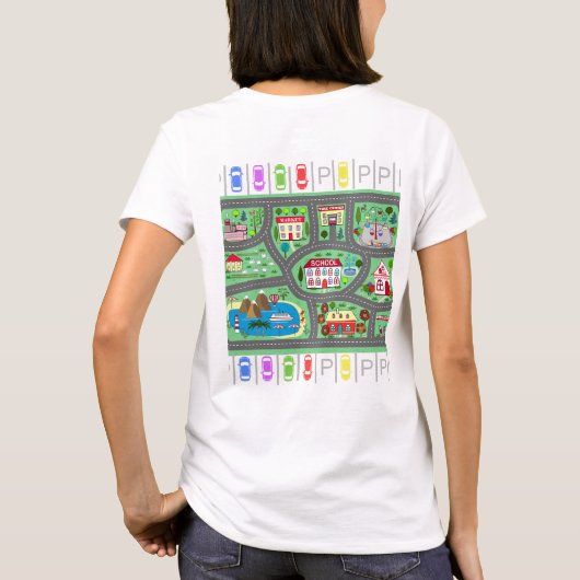 Speel Auto Race op Mam's Back T-shirt (Achterkant)