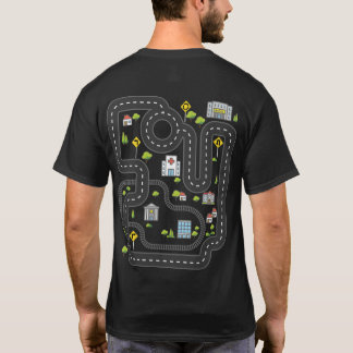 Speel auto's op de rug van papa Playmat Road Map C T-shirt