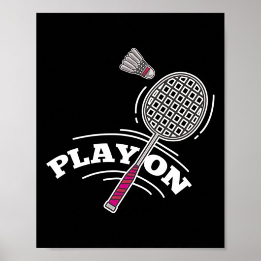 Speel Badminton Player Sport Stick Shuttle Racket Poster (Voorkant)