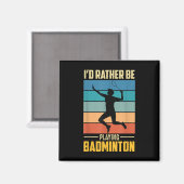 Speel Badminton Shuttle Retro Badminton Speler Gam Magneet (Voorkant / Achterkant)