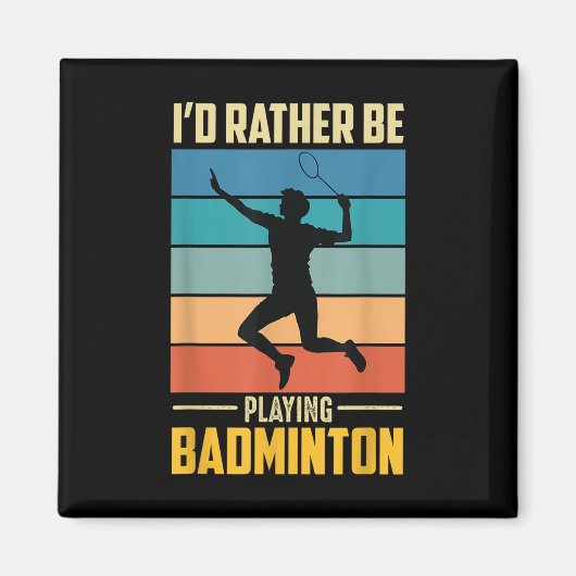 Speel Badminton Shuttle Retro Badminton Speler Gam Magneet (Voorkant)