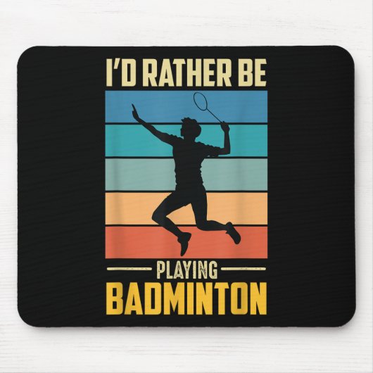 Speel Badminton Shuttle Retro Badminton Speler Gam Muismat (Voorkant)