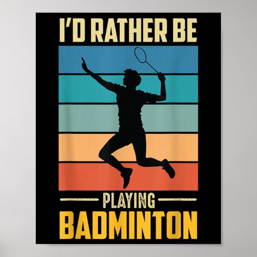 Speel Badminton Shuttle Retro Badminton Speler Gam Poster (Voorkant)