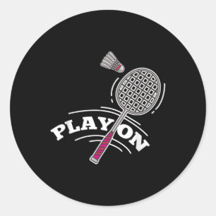Speel Badminton Speler Sport Stok Shuttle Racket Ronde Sticker