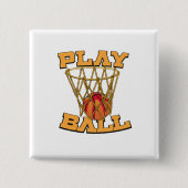 Speel Bal Basketbal. Vierkante Button 5,1 Cm (Voorkant)