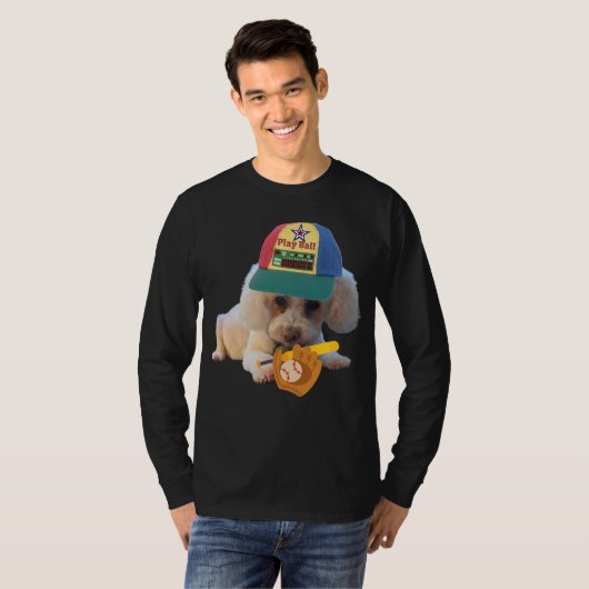 Speel Ball Poodle Mannen T-shirt (Voorkant volledig)