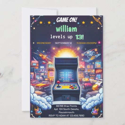 Speel Boy Cool Kinder Gaming Level Up 13th Verjaar Kaart (Voorkant)
