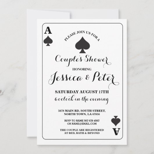 Speel Card Ace of King Queen Las Vegas Invite Kaart (Voorkant)