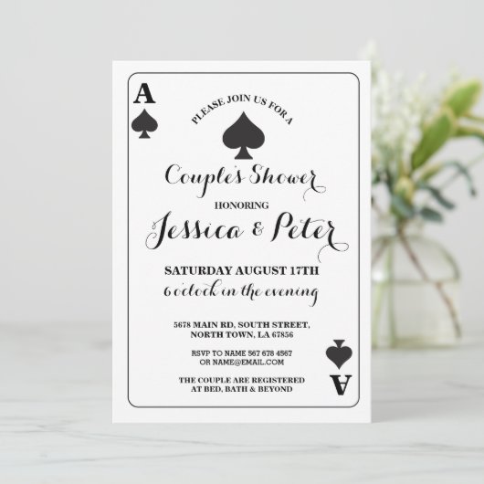 Speel Card Ace of King Queen Las Vegas Invite Kaart (Staand voorkant)