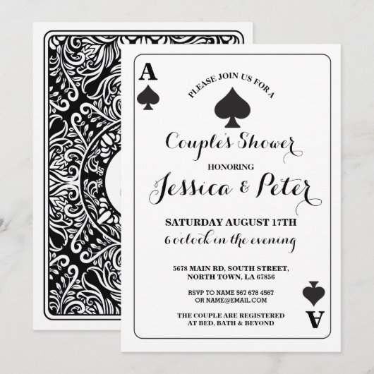 Speel Card Ace of King Queen Las Vegas Invite Kaart (Voorkant / Achterkant)