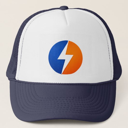 Speel Charged Bolt Logo Trucker Hoed – Blauw & Ora Pet (Voorkant)