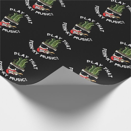 Speel dat Fern-ky Music Funny Plant Pun Dark BG Cadeaupapier (Hoek)