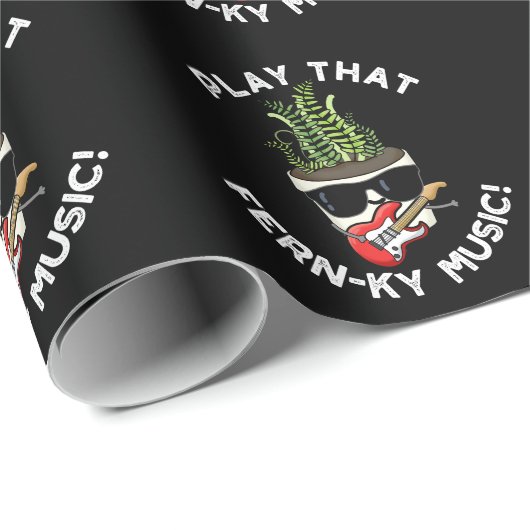Speel dat Fern-ky Music Funny Plant Pun Dark BG Cadeaupapier (Rol Hoek)