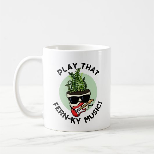 Speel dat Fern-ky Music Funny Plant Pun Koffiemok (Links)