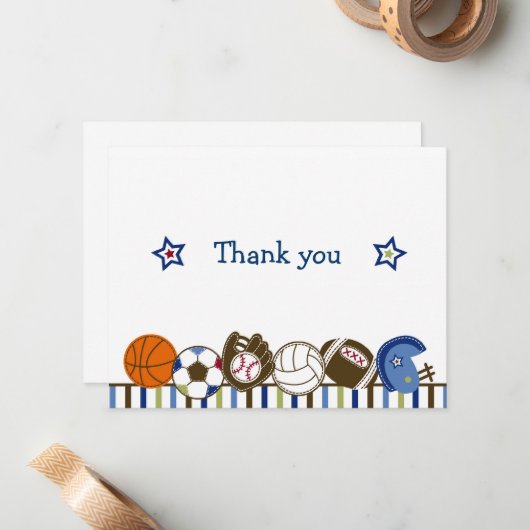 Speel de Balletjes van de Sport Dank u Notitiekaar Notitiekaartje (Voorkant / Achterkant in situ)