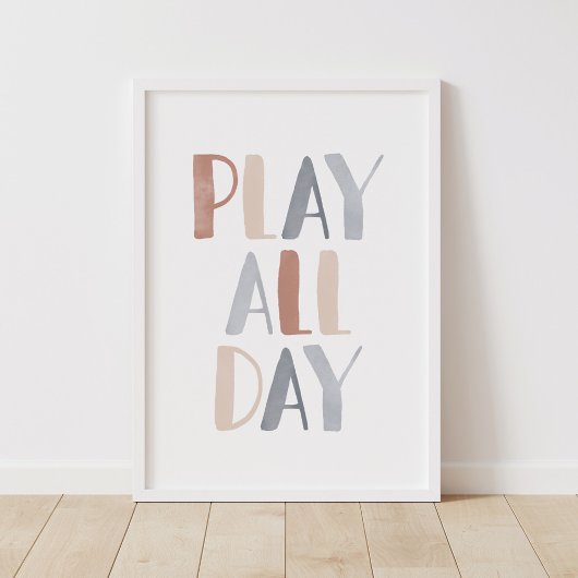 Speel de hele dag Boho kinderkamer decor Poster