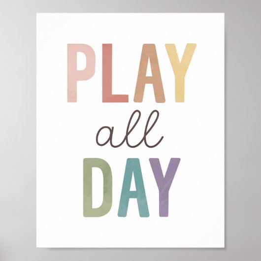 Speel de hele dag Regenboog Poster (Voorkant)