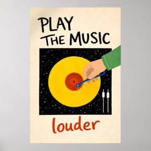 Speel De Muziek Harder Poster, Vinylplaat Muur Poster