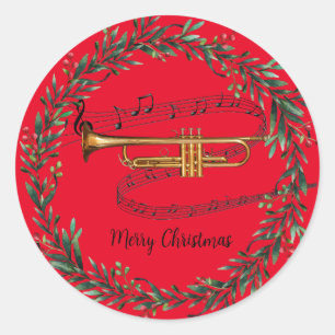 Speel die Trumpet voor Kerstmis Ronde Sticker