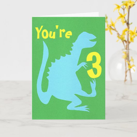Speel Dino Birthday Kaart 3 (Gele Bloem)
