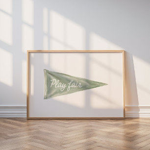 Speel Eerlijk Golf Wimpel Muurkunst Poster