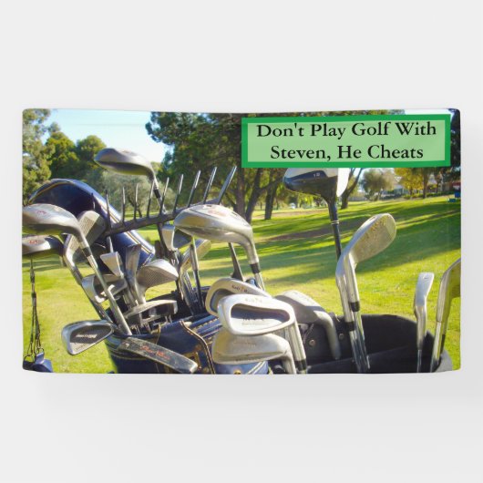Speel geen Golf met Steven, grappige banner (Horizontaal)