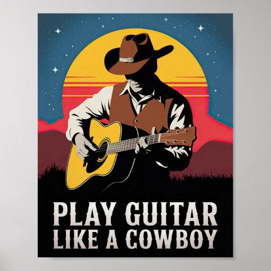 Speel gitaar als een cowboy poster (Voorkant)