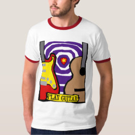 Speel gitaar Electric en Acoustic Paarse Rings T-shirt