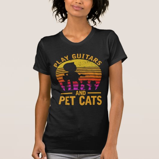 Speel gitaren Pet Cats Musician Cute Kitten Lover T-shirt (Voorkant)