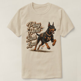 Speel Hard Bark Hardop Dobermann Football T-shirt