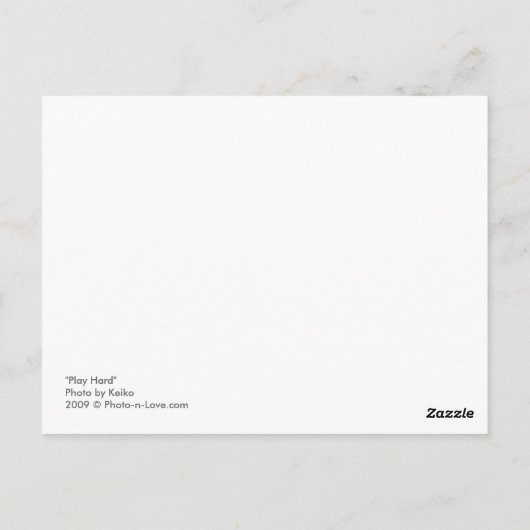 "Speel hard" Briefkaart (Achterkant)