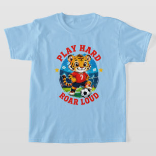 ⚡ Speel Hard Brullende Tijger Voetbal Kid Thema 🐯 T-shirt
