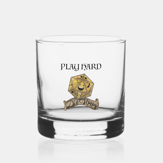 Speel hard - Die Happy Whisky Glass Whisky Glas (Voorkant)