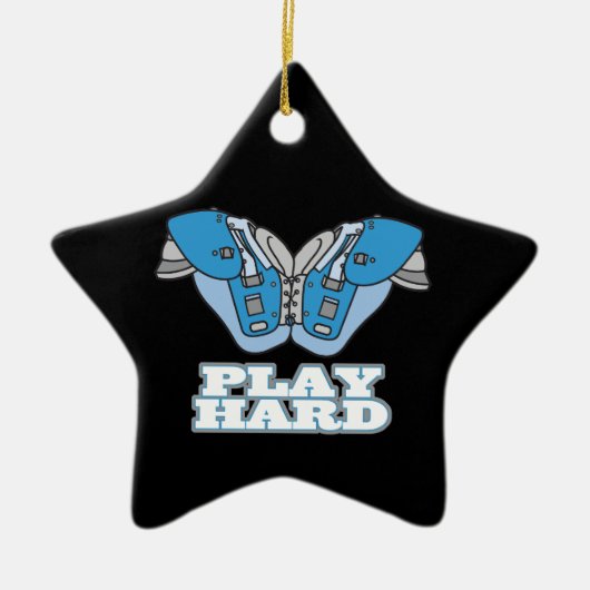 Speel hard football keramisch ornament (Voorkant)