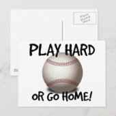 Speel hard of ga naar huis! Baseball Briefkaart (Voorkant / Achterkant)