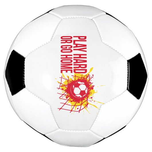 Speel hard of ga naar huis rode grafische tekst voetbal (Gedraaid)