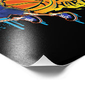 Speel Hard Retro Slam Dunk Skull Basketbal Foto Afdruk (Hoek)