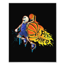 Speel Hard Retro Slam Dunk Skull Basketbal