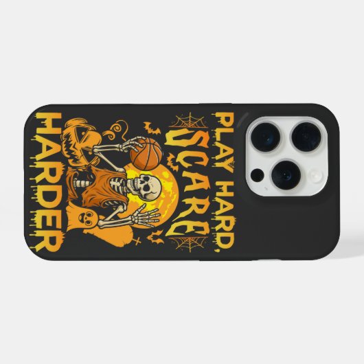 Speel hard, Schrik harder Sport Halloween iPhone Hoesje (Achterkant horizontaal)